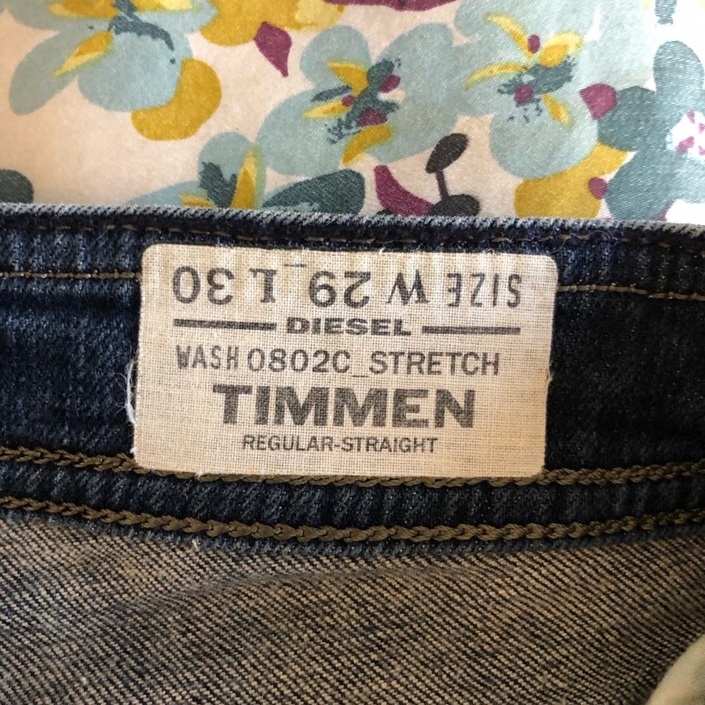 Diesel Men’s Timmen Regular Straight Leg Blue Jeans 0802C Size W29 L30 - Picture 14 of 14